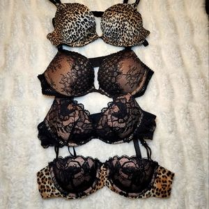Victoria's Secret Black Lace and Satin Balconet Bra 34a
